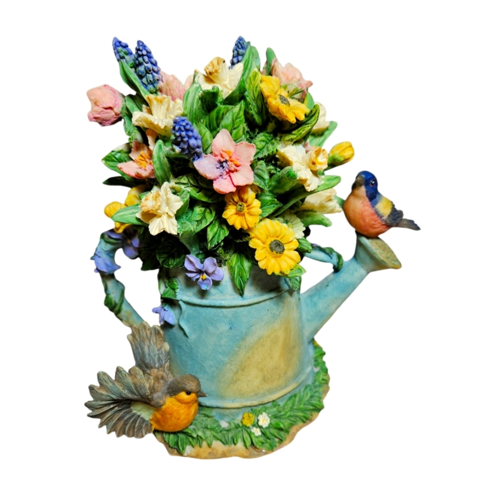 Vintage Westland Giftware Watering Can Flowers Birds Music Box "Close To You"